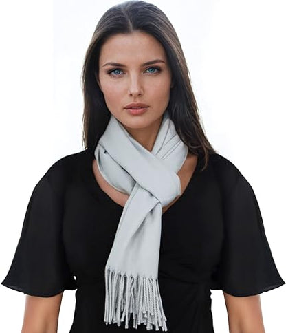 Ocomfly 100% Pashmina Scarf for Women - Premium Womens Scarves - Gift Boxed - Shawls or Wraps - Ultra Soft and Warm - color: Light Grey