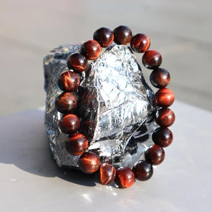 Natural Handmade Healing Chakra Bracelet - color: 10mm-Red Tiger Eye-FOR 7-8 INCH WRIST