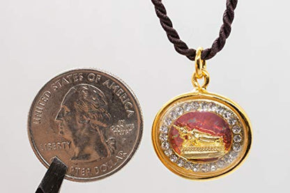 Artschatz Weekday Birthday Buddha Golden Colorful Thai Pendant, Amulet, Necklace, Charm, Sunday, Monday, Tuesday, Wednesday, Thursday, Friday, Saturday - style: Tuesday - Phra Sai Yas “Reclining”