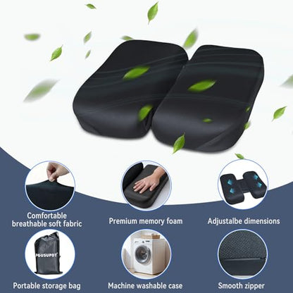 Adjustable Seat Cushion, Memory Foam Office Chair Cushion, Car Seat Cushion, Foldable Travel Cushion for Tailbone Pain, Sciatica Pain Relief, Lifting Cushion for Sitting, Driving, Traveling(Small)