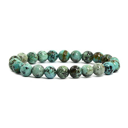 Justinstones 8mm Round Beads Stretch Bracelet 7 Inch Unisex - color: African Turquoise