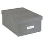 Bigso Karin KD Collapsible Storage Box with Labelframe for Easy Identification - Simple Assembly without Tools - Decorative Storage Boxes with Lids - 8.9in x 12.4in x 5.4in - Light Gray