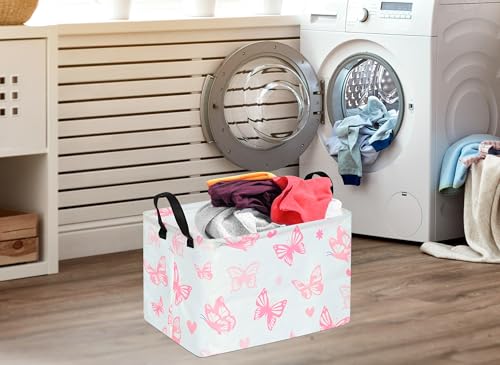 Storage Basket Home Shelf Basket Kids Organizer Box Clothes Laundry Hamper Nursery Bin Gift Laundry Basket with Handles for Home (Butterfly) - color: Butterfly