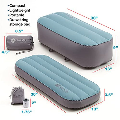Modern Comfort Inflatable Meditation And Yoga Cushion Set by ZenGo™ - Seat (Zafu) + Mat (Zabuton)⎟ Yoga Bolsters - Two Sizes⎟ Includes Multi-Use Inflator ⎟ Indoor and Outdoor Use ⎟High Seat [5.5”-9”] - size: High Seat [9”]
