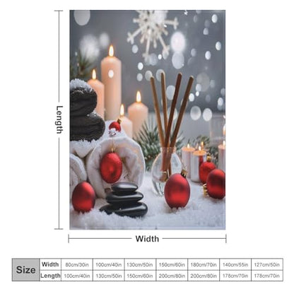 Christmas Balls Towels Throw Blanket, Soft Lightweight Cozy Warm Zens Stones Candle Flannel Blankets for Couch Bed Travel, 50"x70" - color: Christmas Balls Towels, size: 50"x70"