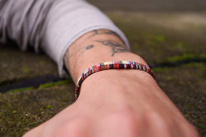 Made by Nami 2 Pcs Boho Surfer Bracelets for Women and Men Waterproof and Adjustable Braided Bracelets Set of 2 for Ethnic Hippie Style - color: Brown & Yellow