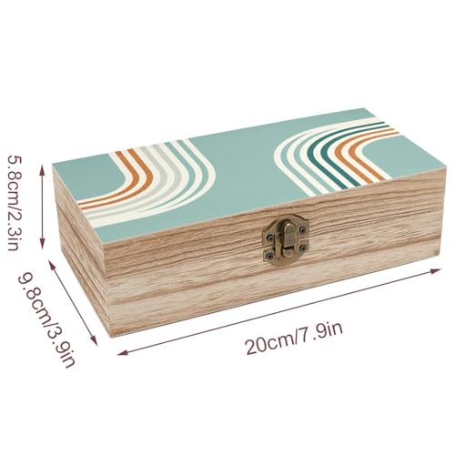 Simple And Minimalistic Lines Wooden Storage Box with Hinged Lid And Front Clasp Large Keepsake Box Aesthetic Jewelry Box Wooden Container Desk Organizer