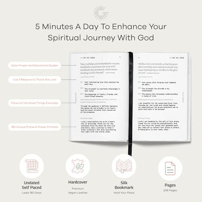 Christian Devotional Journal - God, Goodness & Gratitude - 2026 Faith-Based Gratitude and Prayer Journal for Daily Prayers, Bible Study, and Spiritual Growth - White Leather Hardcover - color: White