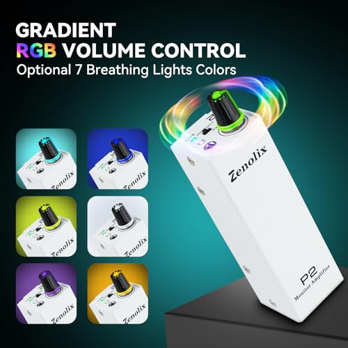 P2 Portable in Ear Monitor Amplifier, Headphone Amp with XLR/TRS Inputs 3.5mm Output, Headphone Amplifier with Durable Belt Clip, Stereo/Mono Switch for Drummers, Guitar, Keyboardists - color: White