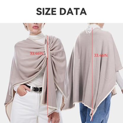 MissShorthair Knit Shawl Wraps for Women Boho Crochet Shawls Cape Open Front Cardigan - color: Buttermilk