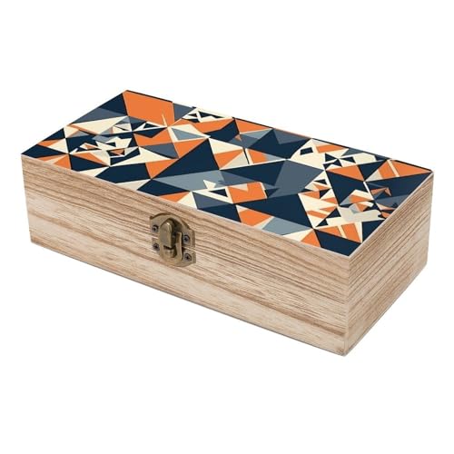 Storage Box Wooden Keepsake Box With Lid Gift Decorative Boxes Wood Keepsake Chest Jewelry Spliced Geometric Shapes Storage Container for Organize Jewelry Keepsake Gift