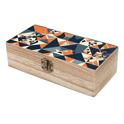 Storage Box Wooden Keepsake Box With Lid Gift Decorative Boxes Wood Keepsake Chest Jewelry Spliced Geometric Shapes Storage Container for Organize Jewelry Keepsake Gift