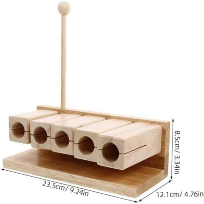 Wood Percussion Block 5 Tone Rhythm Block with Mallet Maple, Wooden Tone Block Instrument Set: 5-Tone Maple Block-Hand Polished Structure | Rhythm Practice Percussion