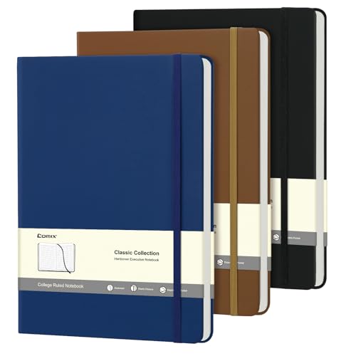 Comix 3 Pack B5 Lined Journal Notebooks, 208 Pages, 8.5 x 11 Inches, Black, Hardcover Journaling Notebooks for Men & Women- Fits for Office, Business, School, Notes Taking & Writing - color: Assorted-3 Pack, size: B5-Lined