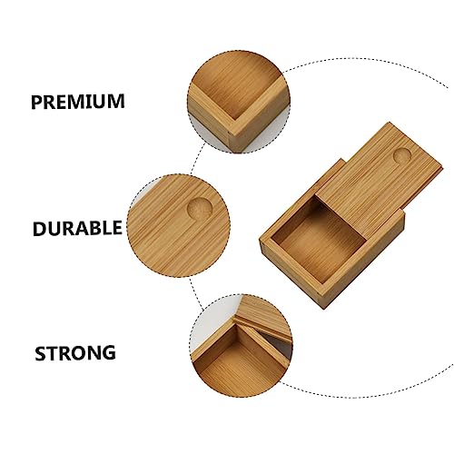 FOMIYES Bamboo Pull-out Lid Storage Box Decorative Jewelry Organizer Desktop Storage Solution for Home and Office Natural Finish Practical Design