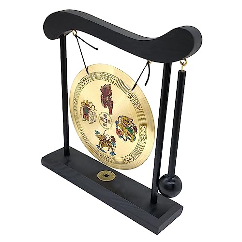 Hooshing Brass Gong Feng Shui Desktop Zen Art Home Decor Housewarming Congratulatory Lucky Blessing Gift - style: Four Divine Beasts