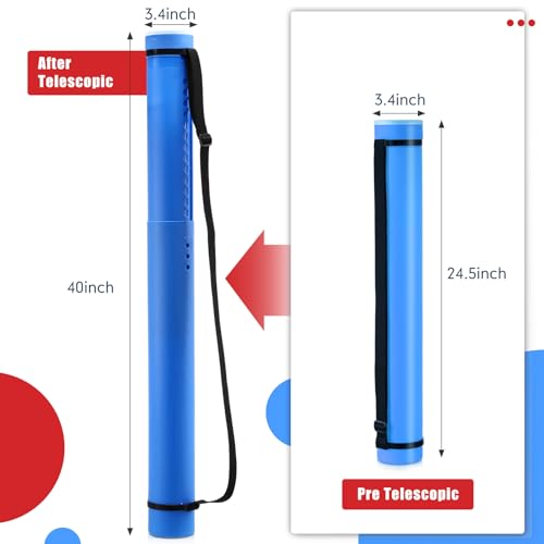 Yahenda 6 Pcs Expandable Blueprint Tubes Bulk Expand from 24" to 40" Poster Tube with Strap Storage Tubes with Cap Portable Round Carrying Case for Documents Blueprints Drawings Art(Red, Blue, Black) - color: Red, Blue, Black
