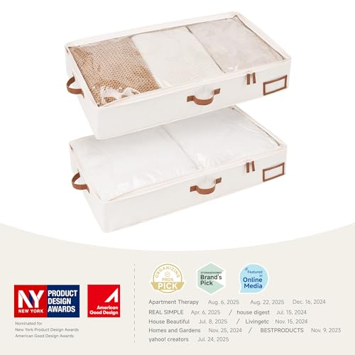 StorageWorks Large Under Bed Storage Containers with Handles and Label Holder, 2 Pack Ultra-thick Fabric Underbed Bins, Closet Organizer for Clothes, Blankets, Sweater