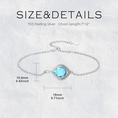 PELOVNY Celtic Knot Bracelet for Women 925 Sterling Silver Infinity Gemstone/Birthstone Bracelets Birthday Christmas Jewelry Gifts for Mom Daughter Wife - color: 02-Filigree-December Birthstone