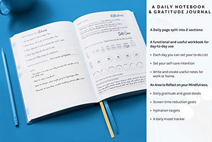The Calm & Mindful Notebook – Guided Mindfulness and Self Care Journal with Writing Prompts – 252 Hardbound Pages Promote Self Kindness, Meditation, Stress Relief and Gratitude (8.5” x 6”)