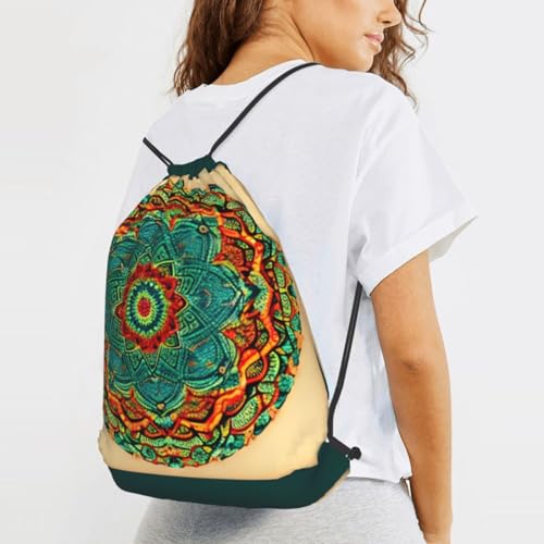 Mandala Drawstring Backpacks Polyester Bag For Yoga Meditation Fitness