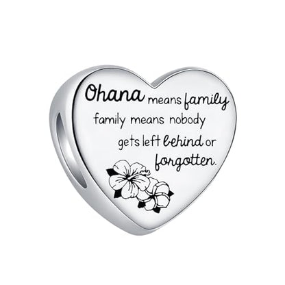 Prayer Cross Elephant Airplane Suitcase Charm 925 Sterling Silver Charms fits for Bracelets Necklace Pendant Bead Charms Jewelry Gift for Women Family - color: Family Ohana Charm