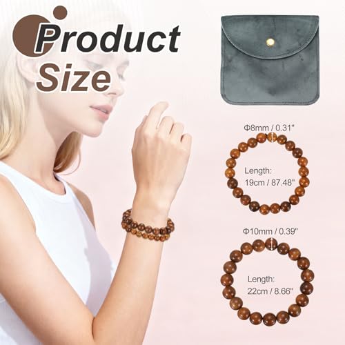 MECCANIXITY Pcs Prayer Beads Bracelet, Natural Wooden Bead Mala Bracelets Link Wrist for Men Women Beaded Stretch Crafts Bangle - color: Rosewood Color