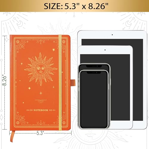 Artfan Ruled Notebook/Journal – Premium Thick Paper Classic Writing Notebook with Pocket + Page Dividers Gifts, Banded, Large, 128 Pages, Hard Cover, Lined (5.3" x 8.26") - Orange - color: Brown 1