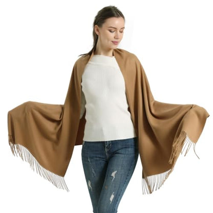 Pashmina Scarf and Shawl - Soft Women Pashminas Wrap for Wedding Evening Party dresses - color: H#. Camel