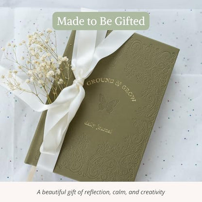 5 Minute Guided Journal | Daily Morning & Evening Prompts for Mindfulness, Gratitude & Self-Care | Weekly Coloring Pages | Stress Relief, Intention Setting & Emotional Wellness Journal - color: Green