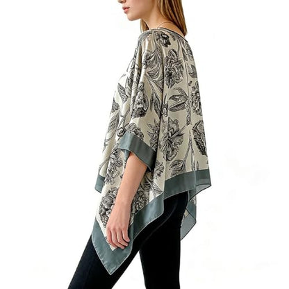 Women's Satin Cover Up Short Poncho Tops Sheer Chiffon Boho Pashmina Shawl Beach Soft Shawl - color: Style25