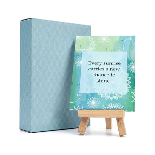 exciting Lives Positive Motivational Cards with Inspirational Quotes & Wooden Easel – 40 Daily Affirmation Desk Cards for Confidence, Mindfulness & Self-Growth
