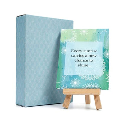 exciting Lives Positive Motivational Cards with Inspirational Quotes & Wooden Easel – 40 Daily Affirmation Desk Cards for Confidence, Mindfulness & Self-Growth