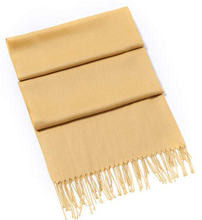 Cindy & Wendy Pashmina Shawls and Wraps Scarf for Women Soft Large Winter Shawl for Evening Dress Wedding Party - color: Ginger Yellow