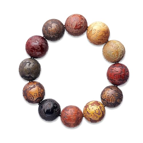 Handcrafted Wooden Bead Bracelet Multi-Color Prayer Bracelet,1pc/pack - style: Dia.20mmX12pcsBirthAnimals