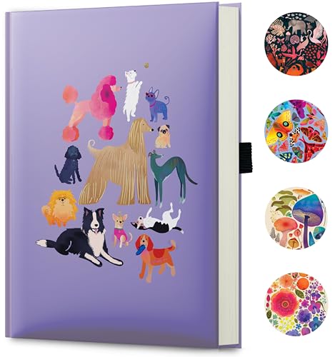 Elena Essex Journal for Women Men / 160 Pages/College Ruled Notebook / A5 Notebook with thick 160 Gsm Paper/Hardcover Journals for Writing/Cute Notebook/Notebook for Work & Notetaking - color: Mauve Dogs