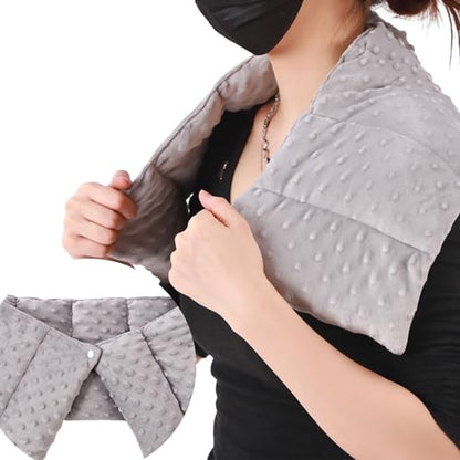 4 lb Sensory Weighted Neck Wrap 32 x 8 Inch Shoulder Wrap Weighted Neck Shoulder Pad Glass Bead Filled Dual Texture for Adults Relaxation(Dark Gray)