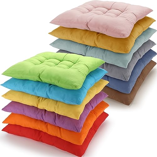 Geetery Floor Pillows for Kids Bulk Floor Cushions for Classroom 15.7'' Seating Cushions Classroom Pillows for Students Reading Corner Tatami Yoga Nursery Daycare(12 Pcs,Bright Color,Square)