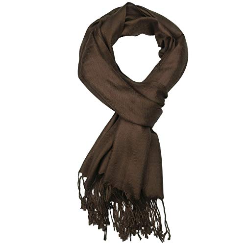 Falari Women's Soft Solid Color Pashmina Shawl Wrap Scarf, for Wedding, Bridesmaid Gifts, Evening Dress - color: Chocolate Brown