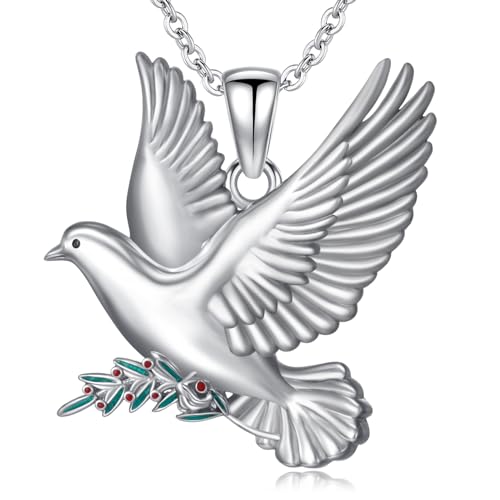 Hummingbird/Phoenix/Owl/Dove/Flamingo/Raven/Blue Jay/Cardinal/Peacock/Eagle/Parrot/Robin Necklace for Women 925 Sterling Silver Bird Pendant Necklace Animal Jewelry Gift for Mother Wife - style: Dove Necklace