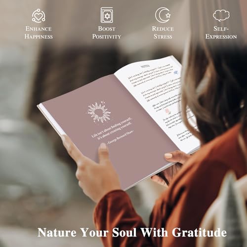 Lanpn Daily Gratitude Journal for Woman Men, 4 Month Mindfulness & Affirmation Planner, 7.8"x9.2" The 5 Minute Grateful Diary, Guided Reflection with Positivity Prompts Undated Notebook, Purple - color: Purple