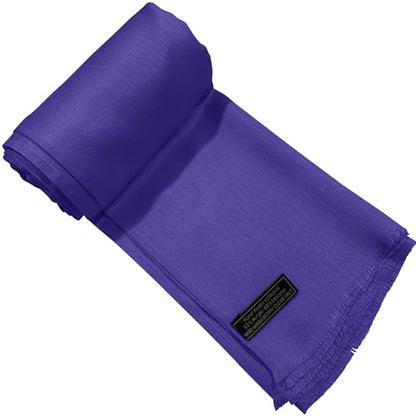 CJ Apparel Solid Color Fringe Design Fringe Shawl Scarf Wrap Stole Throw Head Wrap Pashmina Gift Hand Made in Nepal New - color: Federal Blue