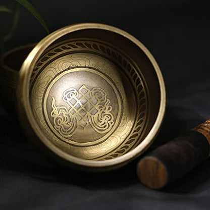 Handmade Singing Bowl Meditation Sound Bowl Yoga Meditation Sound Therapy Bowl Meditation Bowl Ornament for Healing Prayer，9.5cm