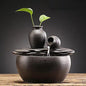 Ceramic Tabletop Fountain for Indoor and Home Decoration Table Desk Office Patio (Ceramic Pot Fountain) (Black)