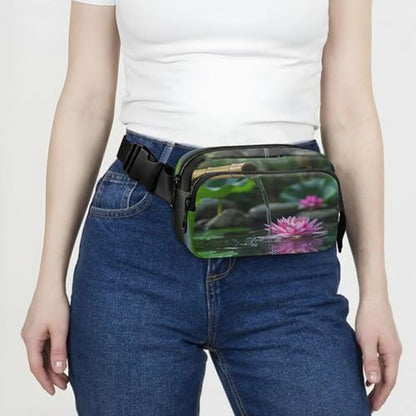 Small Travel Fanny Pack with Adjustable Strap Unisex Meditation Relaxation Pattern Waist Pack for Running, Hiking