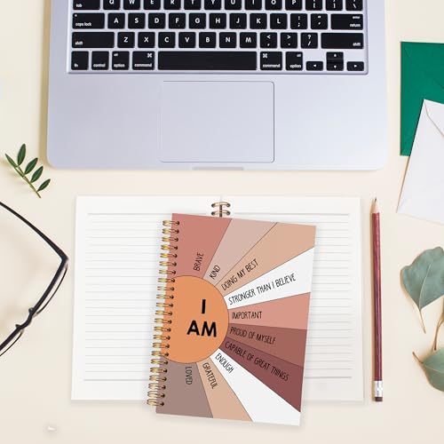BearCake Positive Affirmations Gifts, Inspirational Motivational Notebook Journal, Boho Sunshine Notebook Journal, Inspirational Gifts for Women, I am Brave Kind Hardcover Spiral Notebook 5.5x8.3 Orange - color: physiotherapy-orange I am