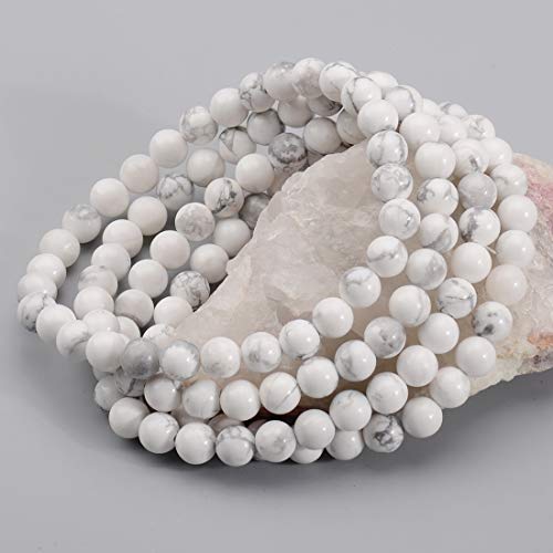 MASSIVE BEADS Handmade Yoga Stretch Elastic Bracelet Natural Stone Crystal Healing Power Energy Gifts for Unisex Adult 4mm 6mm 8mm 10mm - color: Howlite(Good Sleep), size: 6mm