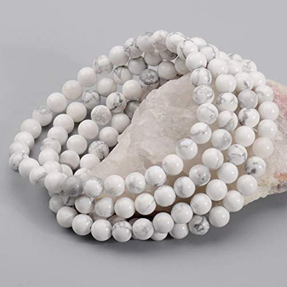 MASSIVE BEADS Handmade Yoga Stretch Elastic Bracelet Natural Stone Crystal Healing Power Energy Gifts for Unisex Adult 4mm 6mm 8mm 10mm - color: Howlite(Good Sleep), size: 6mm