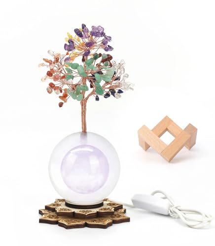 Crystal Tree of Life Gemstone Tree Decor with Lamp, 7 Chakra Healing Tree with Multicolor Night Light for Meditation, Positive Energy, Desk Decor, Spiritual Graduation Gift for Women Men - color: Universe