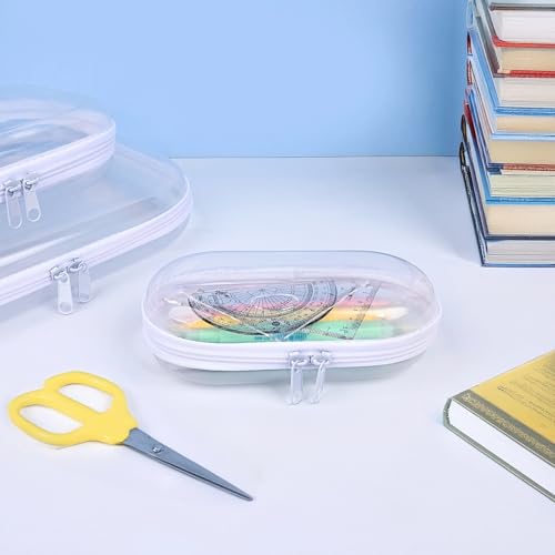 Cases with Zippers of Three Dimensions for Travel and Storage, 3 Pieces Clear Firm Shell Zippered Bags, Clear Sturdy Casing with Double Zipper